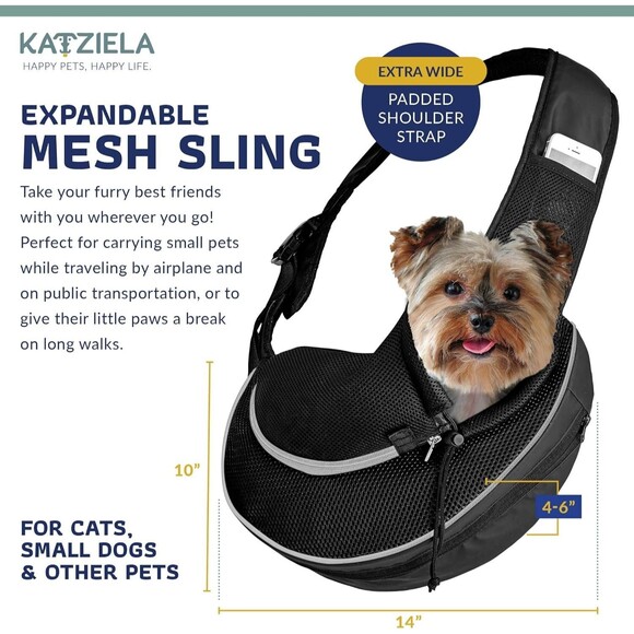 Expandable Pet Carrier Sling Bag Small Dog Cat Carrier Front Shoulder - Picture 2 of 4
